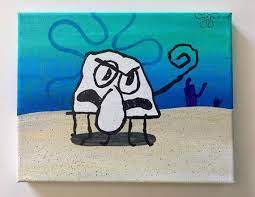 Patrick Star Draws Frankendoodle Jellyfish Squidward Spongebob Painting Spongebob Painting Mini Canvas Art Spongebob Drawings