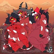 3girls age difference big belly big breasts black hair  christomwow commission completely nude completely nude female daughter  demon demon girl demon horns demon humanoid demon tail female female only