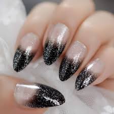 Amazon Com Black Ombre French Nails Sharp Ending Acrylic Nail