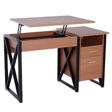 Homcom 50 Industrial Lift Top Standing Computer Desk With Storage Overstock 28265887