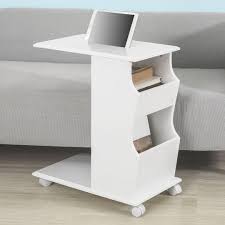 Divano letto a libro con apertura facile e materasso indeformabile. Tavolino Da Divano Moderno Con Ruote E Porta Libri Riviste Cellulare E Ipad Bianco Fbt67 W