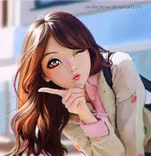 Want to download the model image? Wallpaper Brown Haired Beautiful Hair Girls Painting Art