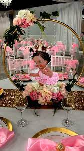 Golden Centerpiece Hoop Girl Baby Shower Decorations Baby Girl Shower Themes Baby Shower Centerpieces