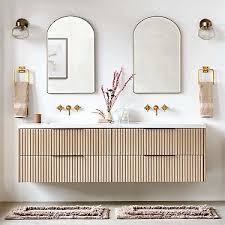 Oak Wood Single Sink Floating Vanity
