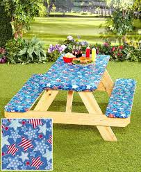 Amazon Com 3 Pc Picnic Table Covers Summertime Cookout Patio Lawn Garden Picnic Table Covers Picnic Table Bench Camping Table