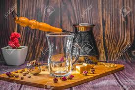Kitchenaid 9piece measuring cup and spoon set red kc475ohera. Measuring Spoon For Tea And Coffee With Coffee Beans And Dry Tea Leaves Wth Glass Tea