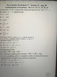 The tests are organized by parts. Solved Pre Calculus Worksheet 7 Section 1 5 Page 58 Com Chegg Com