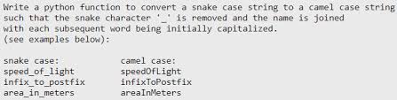 You'd need a python parser to be able to cover all the cases. Solved Write A Python Function To Convert A Snake Case St Chegg Com