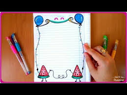 تزيين الدفاتر المدرسية من الداخل للبنات سهل خطوة بخطوة تسطير الكراسة على شكل بطيخ وبالون تزيين دفاتر youtube notebook