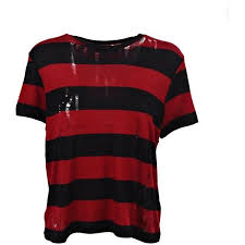 Black And Red Designer T Shirt It T Shirt 405 Liked On Polyvore Featuring Tops T Shirts Shirts Black Stripe Top Stri Striped Short Sleeve Shirt Red Striped Shirt T Shirt And Shorts