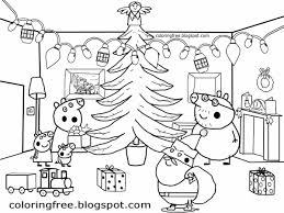 Daddy pig reads a book. Full Page Peppa Pig Christmas Coloring Pages Novocom Top