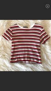 Black And White Brandy Melville Shirt Brandy Melville Red White And Black Striped Short Sleeve T Shirt Great Condition Brandy Melville Tops Brandy Melville T Shirts Tops