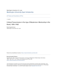 Cultural Transmission in the Age of Modernism: Mentorship in the Novel,  1890--1960