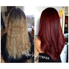 The dark hair dye will cover it up. Before And After Blonde To Dark Red Hair For Fall Such A Transformation By Kristenmackoul Deep Red Hair Fall Red Hair Red Hair Color