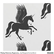 Flying Unicorn Pegacorn In Silhouette Fabric In 2020 Flying Unicorn Printing On Fabric Art