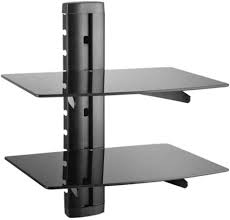 With its easy installation, simply connect the wall mount bracket to your flat screen and place the. Buy Rdn Dual Glass Adjustable Wall Mount Shelf For Tv Component Cable Box Console Av Dvd Bracket Online Shop Electronics Appliances On Carrefour Uae