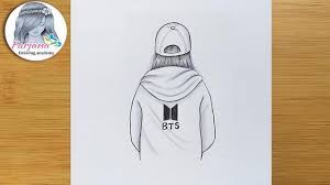 Between those, draw a capitalized v for the bird's beak. Easy Drawing For Beginners A Girl Back Side How To Draw A Girl With Cap Step By Step Youtube