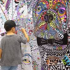 The Magical Mulga Colouring Wall At Theotherartfair Is Looking Pretty Snazzy Last Day Tomorrow To Get Your C The Other Art Fair Colouring Wall Mural Painting