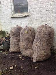 Autumn Have Filled Jute Leaf Bags Hopefully We Will Have Leaf Mulch For Our Spring Borders Organic Gardening Leaf Mulch Garden Styles