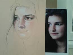 This is my pastel portrait of my daughter who modeled for our portrait  group last May. I am pleased that with my one "good eye" I got a pretty  good likeness. 😉