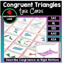 Congruent Triangles Task Cards Includes Congruence As Rigid Motions And Criteria Task Cards Special Education Teacher Binder Teaching Math