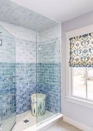 Ombre Blue Shower Tiles Cool Bathroom Idea Blue Shower Tile Glass Tile Shower Shower Tile