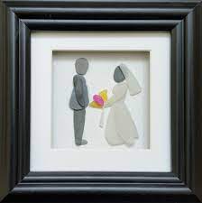 Wedding Ideas Wedding Day Portrait Bride Groom Https Www Etsy Com Shop Cornishpebbleart Sea Glass Crafts Pebble Art Handmade Wall Art