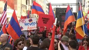 Protesters rally outside the turkish consulate in commemoration of the 102nd anniversary of the armenian genocide in los angeles on april 24, 2017. Armenian Genocide Thousands March In Hollywood To Remember Lives Lost Abc7 Los Angeles
