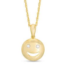 Stella valle necklaces are adjustable to 16 or 18. Diamond Accent Smiley Face Pendant In Sterling Silver With 14k Gold Plate Gordon S Jewelers