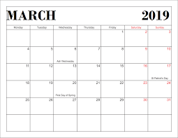 March 2019 Holidays Blank Template March March2019 March2019calendar Holidays Holiday Calendar Holiday Calendar Printable 2019 Calendar