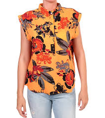 The embossed floral designs, small floral prints, maggam floral designs, knitted floral designs are quite widely seen. Lee Floral Blouse Bright Women S Blouse Shirt With All Over Print Orange