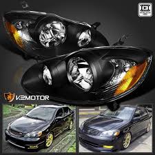 Cool Great 2003 2008 Toyota Corolla Crystal Black Headlights Head Lamps Left Right 2017 2018 Black Headlights Toyota Corolla Toyota