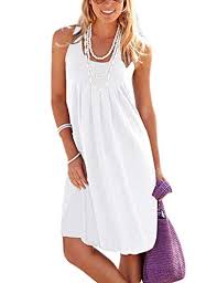 Jouica Women S Sleeveless Pleated Loose Swing Casual Dress With Pockets Knee Length Shop For Trendy Online Trendy Shop Summer Fashion Dresses Casual Summer Outfits Cotton Tshirt Dress