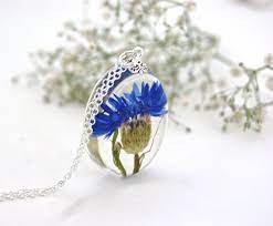 Reserved Cornflower Resin Pendant Botanical Pendant Botanical Jewellery Blue Flower Necklace Ocean Petals Resin Pendant Resin Jewelry Daisy Pendant