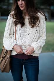 Ferbia women oversized cardigan knitted cute chunky sweaters wrap long fall pom pom open front knit. The Miller Affect Wearing A Beige Cable Knit Matte Chenille Balloon Sleeve Sweater The Miller Affect