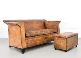 Sheep Leather Bart Van Bekhoven Sofa With Footstool 1960s Sheep Leather Footstool Furniture
