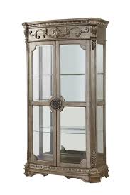 Leanos Lighted Curio Cabinet Curio Cabinet Vintage Dining Table Acme Furniture