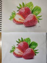 Realistic watermelon #how to draw watermelon #drawing water melon with coloured pencil#fruit drawing it's the perfect. I Finally Finished Realistic Strawberies Drawing With Colored Pencils What Do You Think Drawing