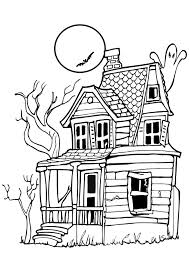 A Colorier Pour Halloween Une Vieille Maison Hantee Par Des Fantomes Coloriage Halloween Coloriage Maison Coloriage