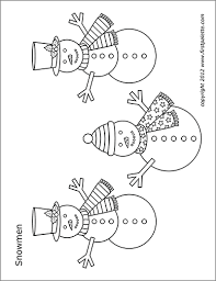 A selection of snowmen with hats and scarfs in outdoor scenes, some quite simple and designed for younger children and some more complicated with lots of sections to colour in. Snowman Free Printable Templates Coloring Pages Firstpalette Com