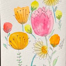 Riprendono fedelmente i disegni stilizzati e floreali dell'abito ed i gioielli. Fiori Stilizzati Acquerello Per La Casa E Per Te Decorare Casa Su Misshobby