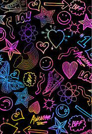 Neon Doodles Wallpaper Androidwallpaper Iphonewallpaper Glitter Sparkle Galaxy Butterflies Stars Wallpaper Doodle Wallpaper Iphone Neon Neon Wallpaper