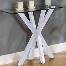 Alissa High Gloss White Finish Clear Glass Top Console Table White Console Table Console Table Furniture