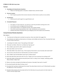 A Raisin In The Sun Study Guide Format Comprehensive Review