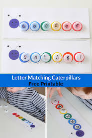 Kids are asked to draw a line from each uppercase letter a, b, c, . Uppercase And Lowercase Letter Matching Caterpillars With Bottle Caps