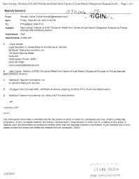 New Docket: Petition of AT&T Florida for Relief from Carrier-of-Last Resort  Obligations Pursuant to F1 ... Page 1 of 1 Matil