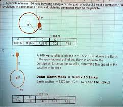 Solved Daparticle Of Mass 120 Kg Is Traveling A Long A Circular Path Of Radius 2 5 M If T Completes 150 Revolutions In A Period Of 1 0 Min Calculate The Centripetal Force On
