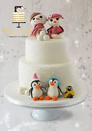 Gateau Bonhomme De Neige Pingouins Winter Cake Gateau Personnalise Gateau Bonhomme De Neige Idee Gateau