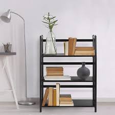 Solid wood with stackable bookcases. 3 Shelf Folding Stackable Bookcase 27 5 Wide Black On Walmart Accuweather Shop
