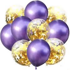 Purple balloon garland kit with purple and white balloons, purple tinsel curtain for wedding supplies decorations birthday party. 12inch 10pcs Purple Gold Confetti Balloon Metal Balloons Birthday Party Decorations Baby Shower Anniversary Supplies Buy At The Price Of 2 62 In Aliexpress Com Imall Com